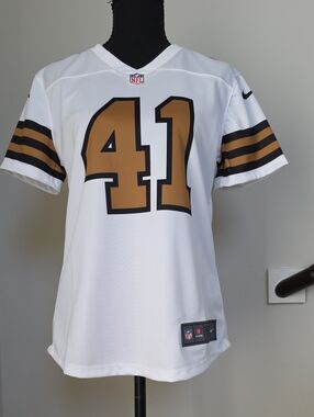 Nike Women's White Football Jersey with Gold & Black #41